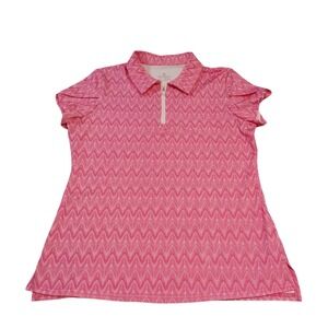 Jack Smith Womens Pink Chevron Quarter‎ Zip Golf Tennis Polo Shirt Sz M